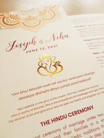 Wedding Program - Ivory, Champagne, White, Gold, Rose, Pink, Burgundy - Ganesh, Lotus Mandala - Indian, Hindu Ceremony - Chakra Collection