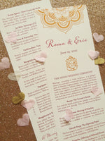 Wedding Program - Ivory, Champagne, White, Gold, Rose, Pink, Burgundy - Ganesh, Lotus Mandala - Indian, Hindu Ceremony - Chakra Collection