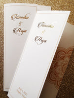 Wedding Program - White, Gold - Custom Colors, Foil, Folded - Ganesh, Lotus Mandala - Indian, Persian Ceremony - Chakra Collection SAMPLE