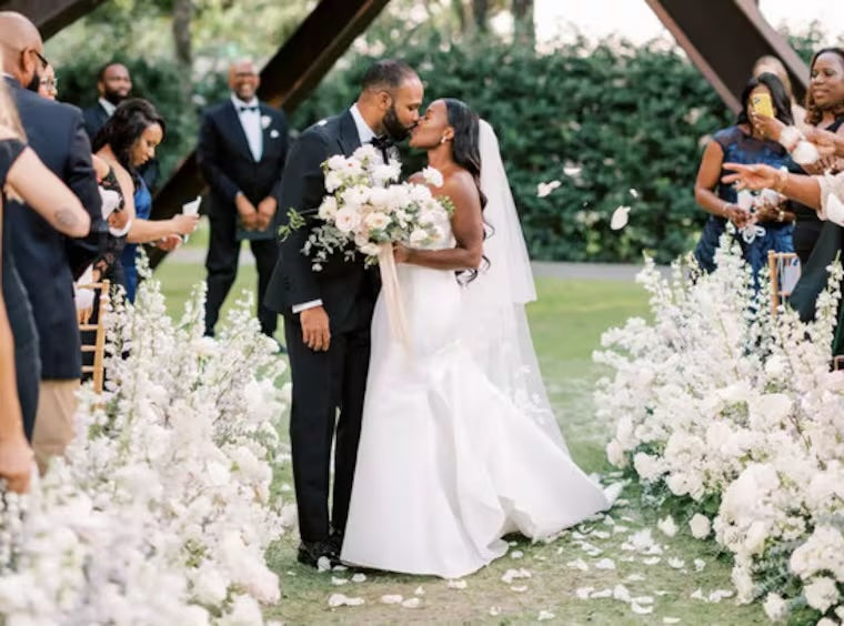 Anthony and Dmeca in Texas wedding ceremony.