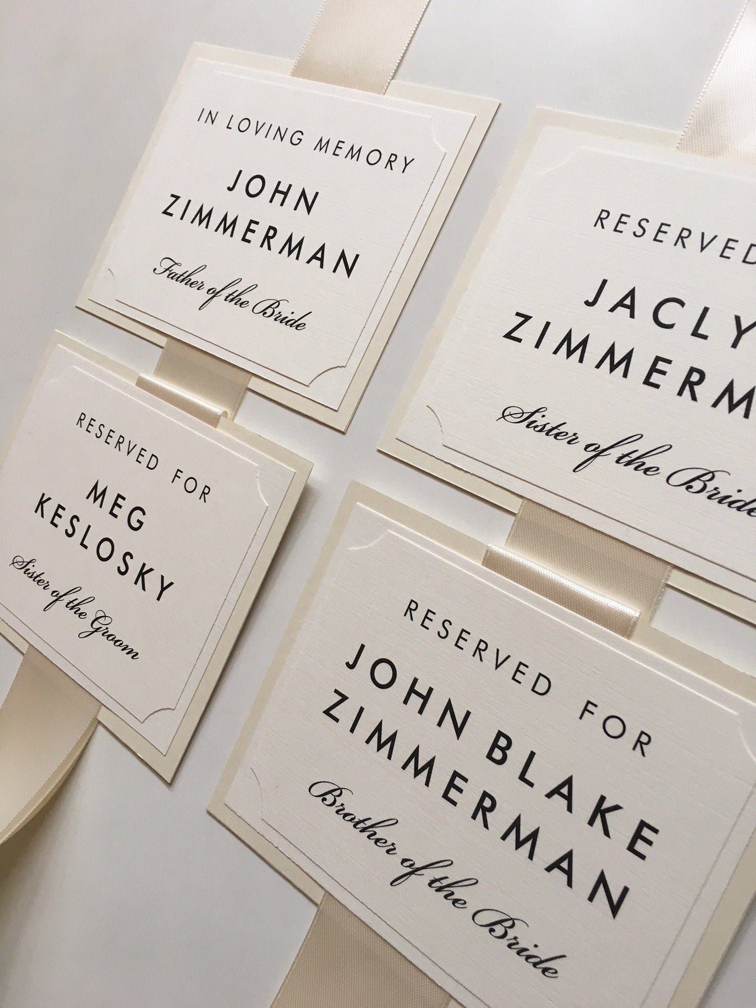 Chair Signs in Custom Colors, Fonts, Reserved for Wedding, Bridal Party, Parents, Family, In Memory, Ceremony, Reception - Bistro Collection