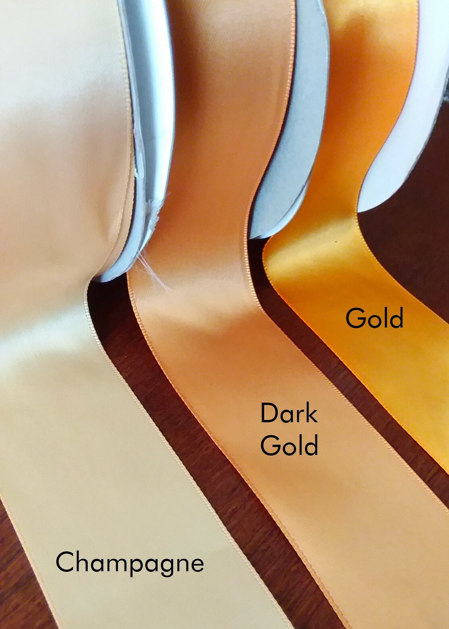 Satin Ribbon Sash for Wedding Program - Champagne, Gold, Dark Gold - Indian, Hindu - Chakra Collection - SAMPLE
