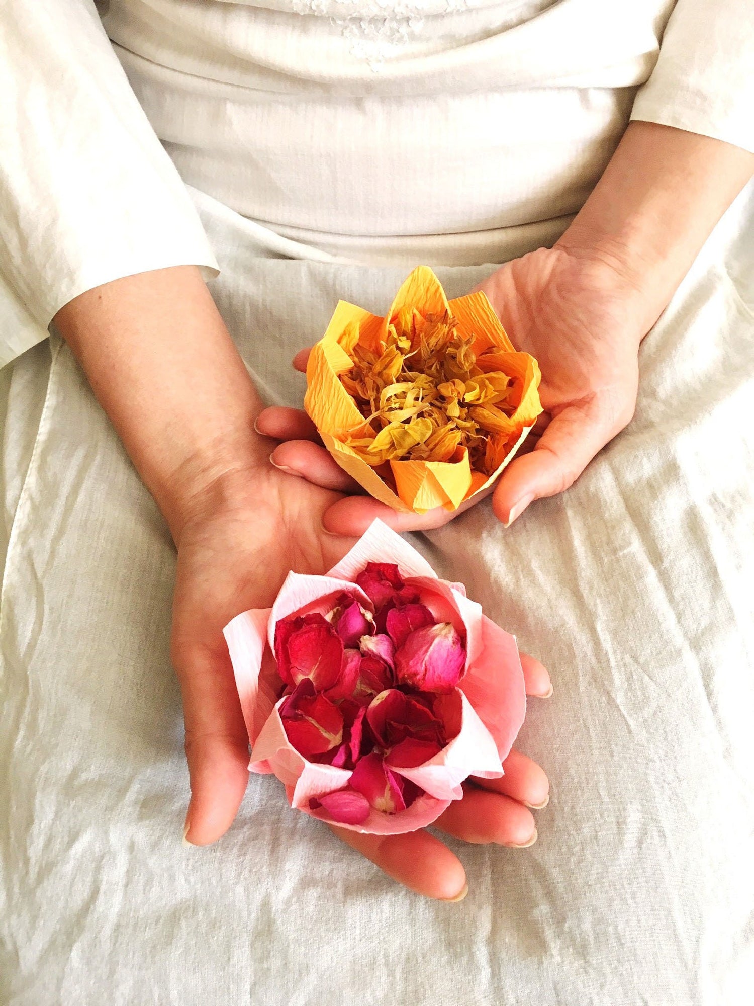 Origami Lotus Flowers - White, Pink, Fuchsia, Burgundy, Yellow, Orange, Gold - Wedding Petal Confetti Toss LED Send Off - Chakra Collection