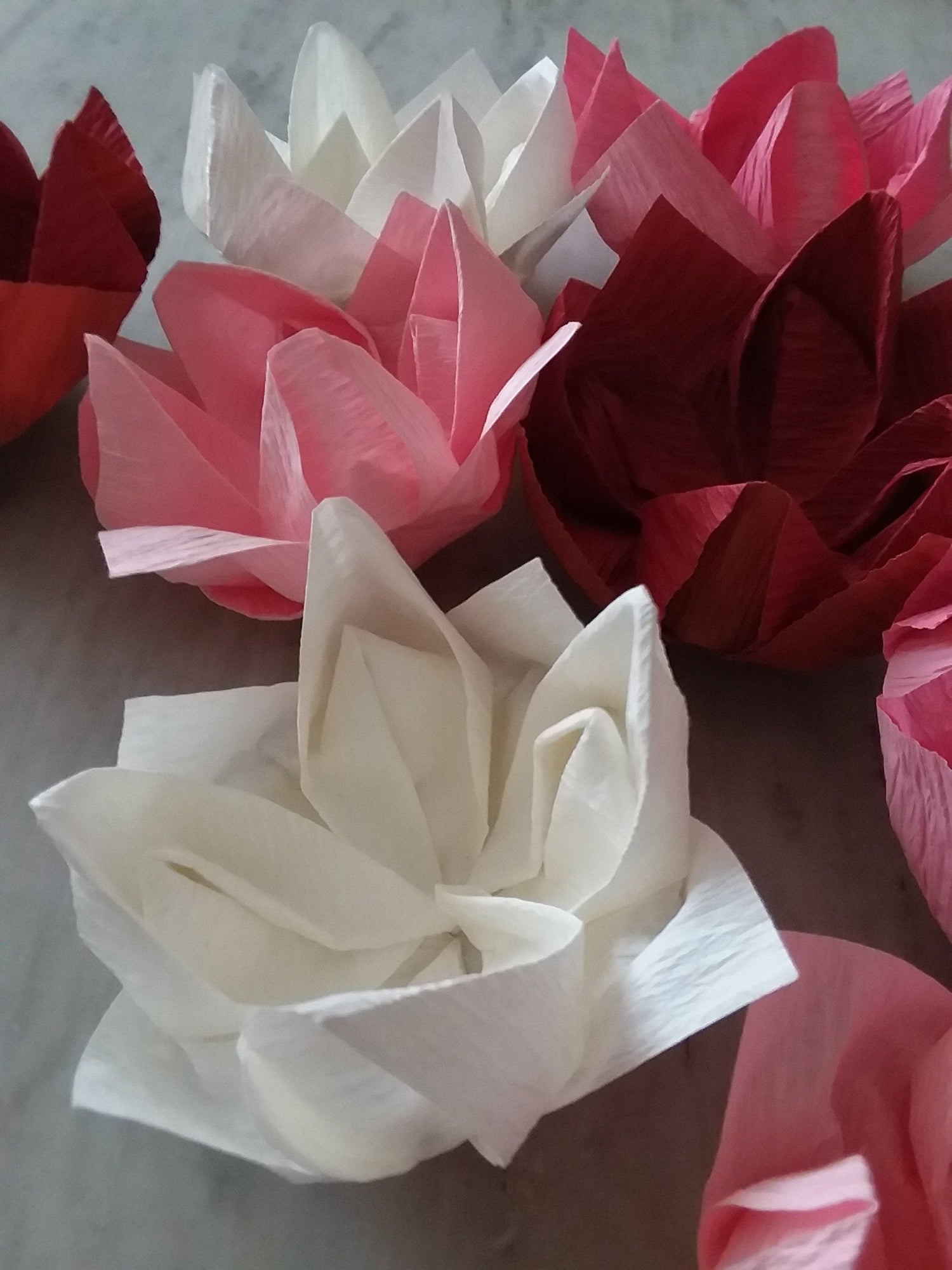 Origami Lotus Flowers - White, Pink, Fuchsia, Burgundy, Yellow, Orange, Gold - Wedding Petal Confetti Toss LED Send Off - Chakra Collection