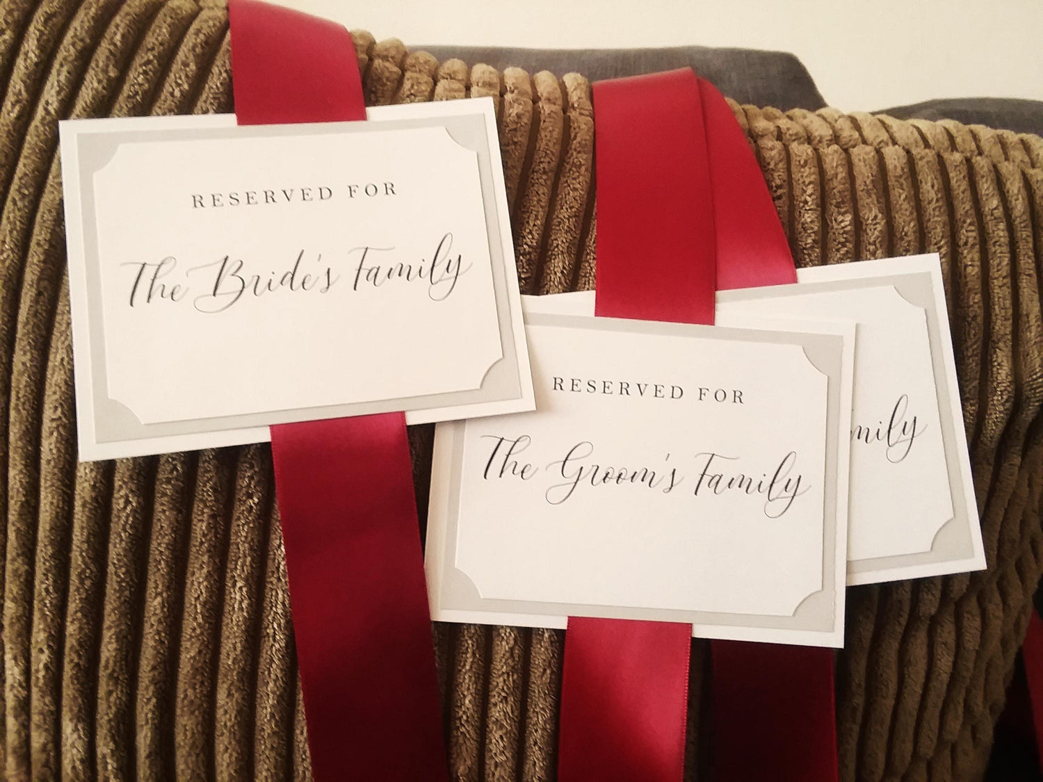 Chair Signs in Custom Colors, Fonts, Reserved for Wedding, Bridal Party, Parents, Family, In Memory, Ceremony, Reception - Bistro Collection