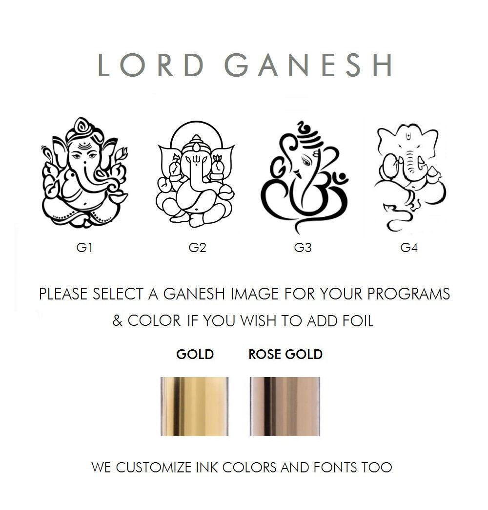 Wedding Program - Ivory, Champagne, White, Gold, Rose, Pink, Burgundy - Ganesh, Lotus Mandala - Indian, Hindu Ceremony - Chakra Collection