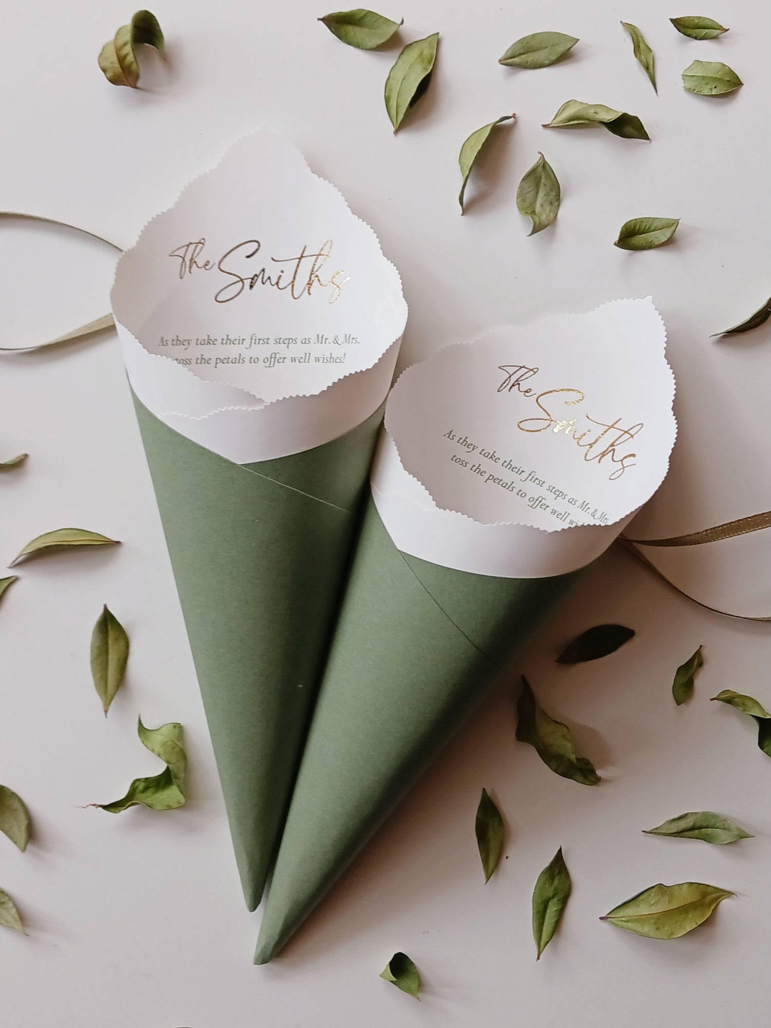 Petal, Confetti Toss Cone with Custom Logo, Colors & Foil, Satin Ribbon Loop